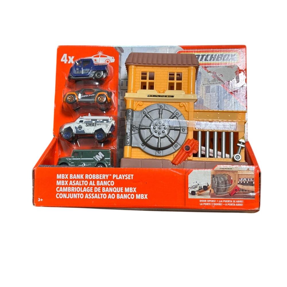 Matchbox Bank Robbery Playset - Bank Jail 4 Vehicles - MBX Rescue